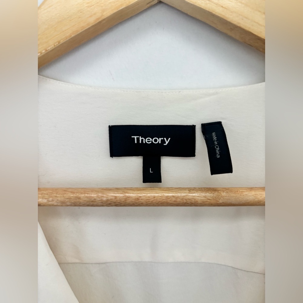 THEORY | jastrid ruffle silk blouse | size large - Picture 6 of 6